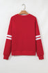 Varsity Double Stripe Drop Shoulder Oversized Crewneck Sweatshirt